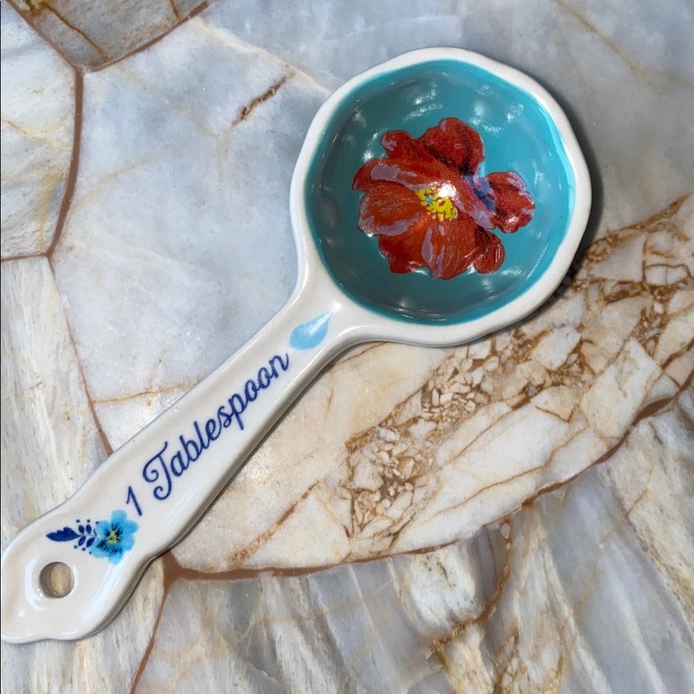 Pioneer‎ Woman Floral Ceramic 1 Tablespoon Measuring Spoon White Turquoise Red